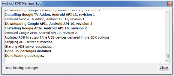 Android SDK Manager Log